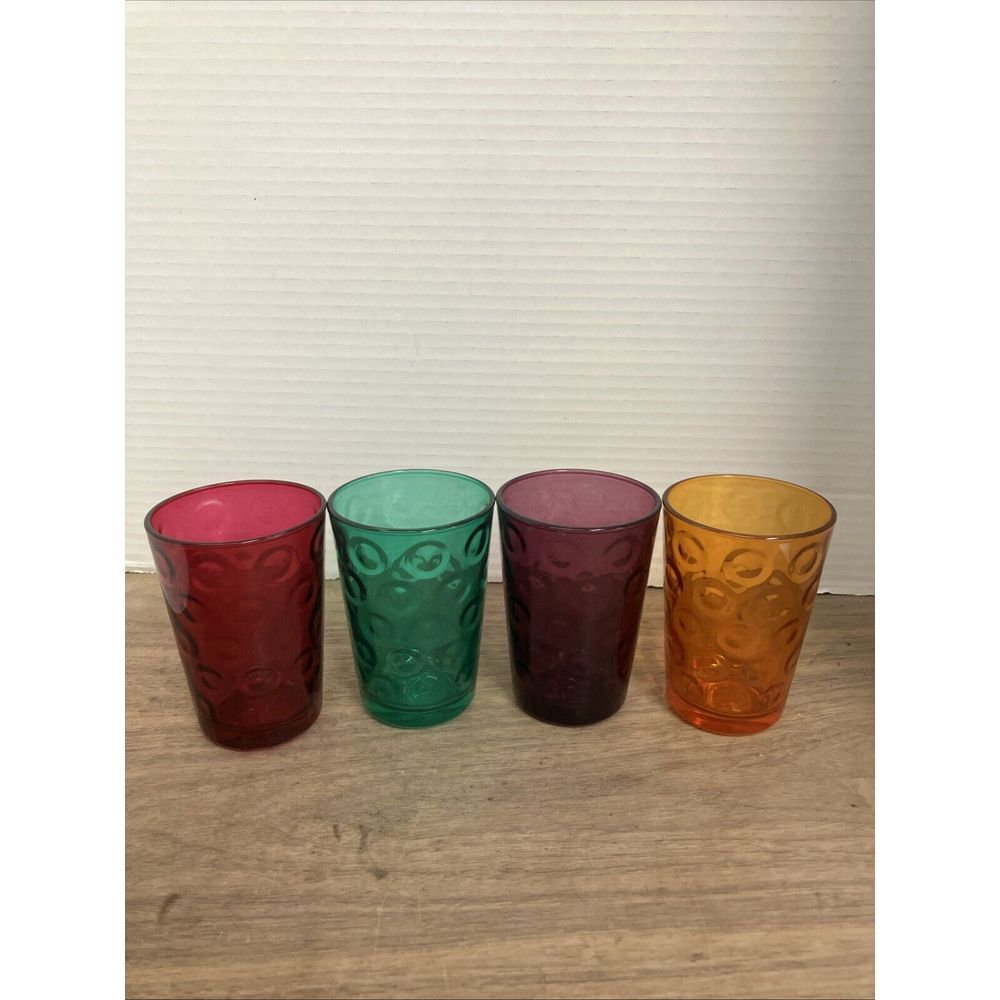 Inverted Thumbprint Coindot Art Glass Juice Cup Tumblers Vintage Hazel‎ Atlas